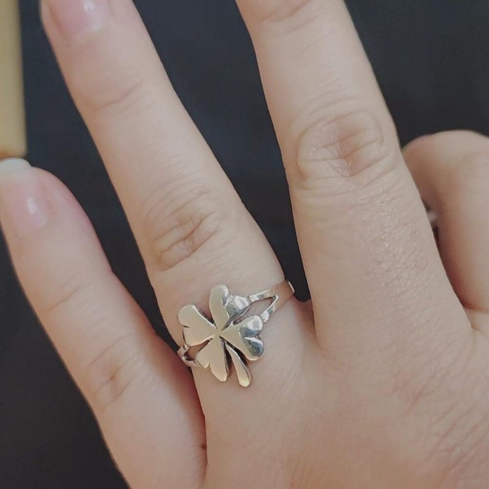 FREE SHIP 925 Sterling Silver Trebol Lucky Clove Ring